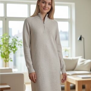 James Perse Cream Long Sleeve Dress